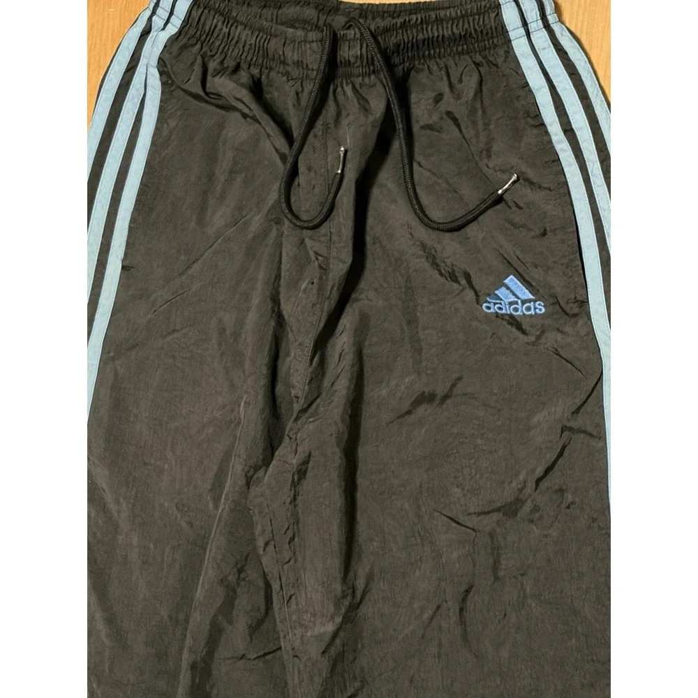 Vintage Adidas Nylon Pants Track Men's MEDIUM 80s Sweatpants Satin Shiny Retro